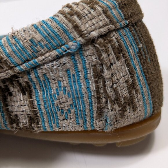 Minnetonka Baja Aztec Tribal Print Turquoise Geometric Hardsole Moccasin 8.5 - Picture 7 of 14
